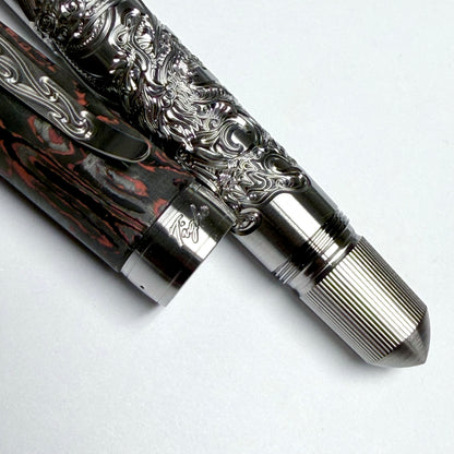 Fire Dragon & Lava Carbon Fiber Fountain Pen