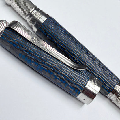 Blue Pinstripe — Blue Fiberglass & Carbon Fiber Pen
