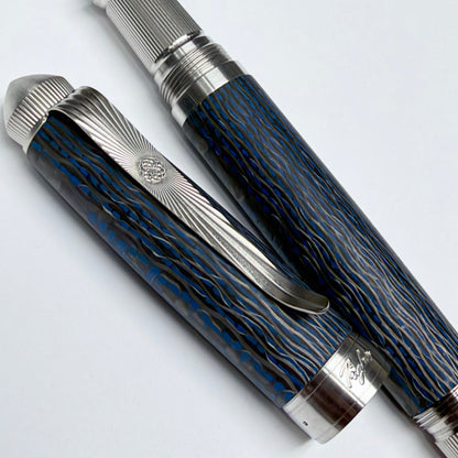 Blue Pinstripe — Blue Fiberglass & Carbon Fiber Pen