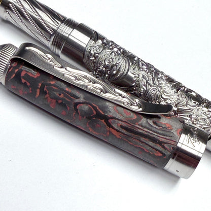 Fire Dragon & Lava Carbon Fiber Fountain Pen