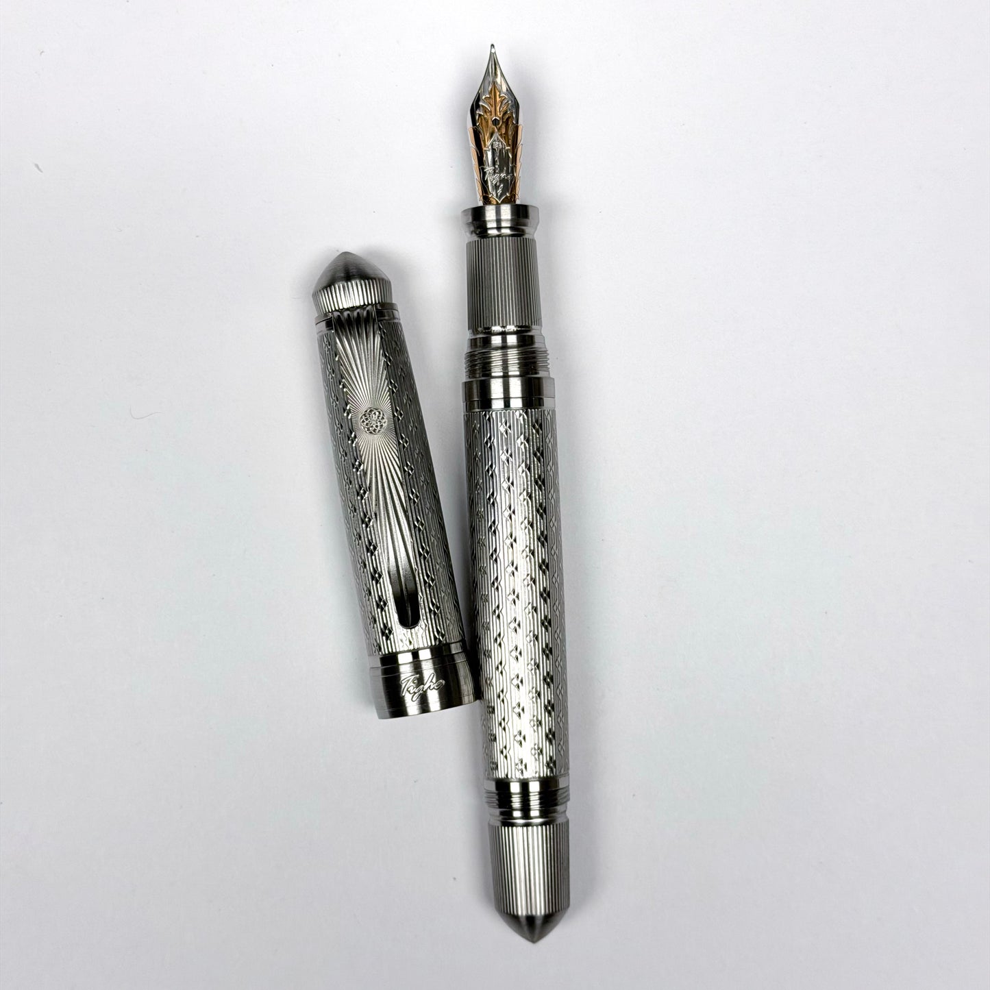 Traditional Guilloché — Engraved Stainless Steel Fountain Pen